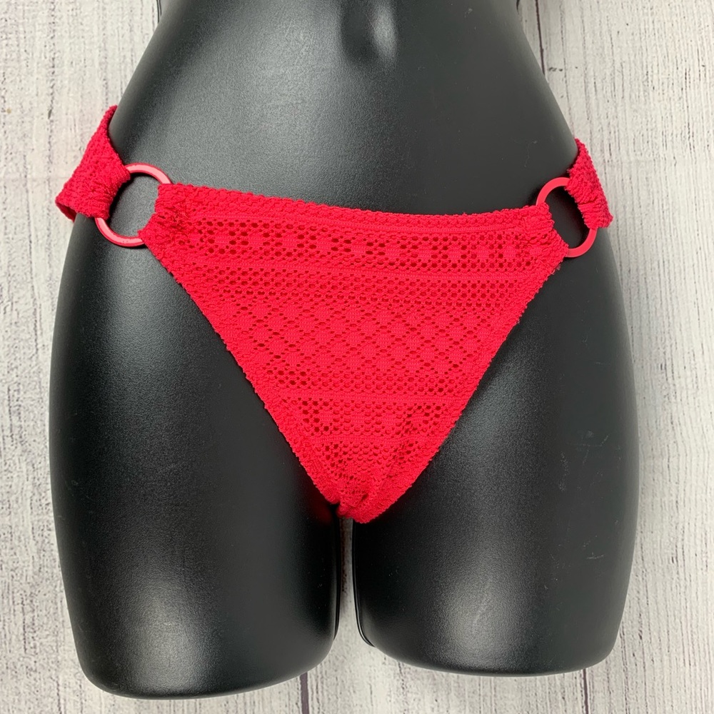 NWT Aerie Swim Bikini Crochet Bottoms Raspberry Pink S